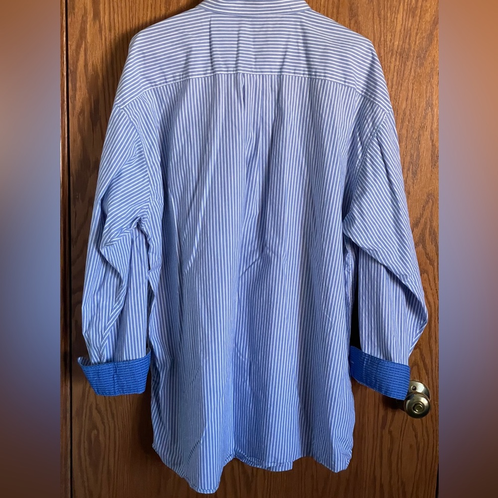 Vintage Panhandle Slim Blue Striped Shirt Button Front 1 Pocket Men's Size XXL - Picture 9 of 12